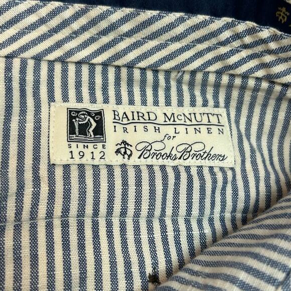 Brooks Brothers men's Baird McNutt irish linen red plaid short 11 inch size 38 - Picture 5 of 7